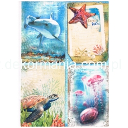 Papier ryżowy Ciao Bella A4 21*29,7cm P040 żółw, meduza, delfiny
